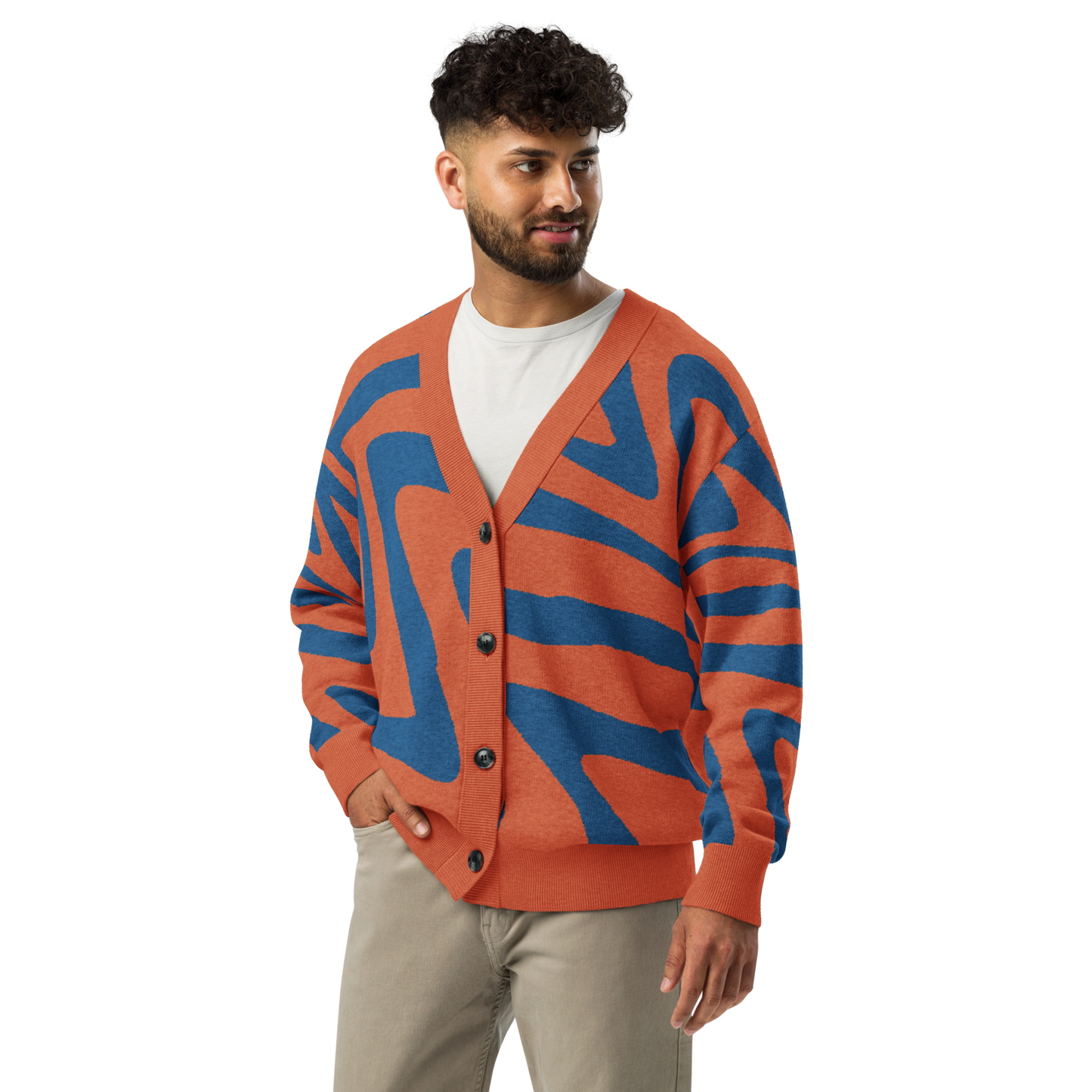 Oh Shiz! Knitted Cardigan (Orange Trim)