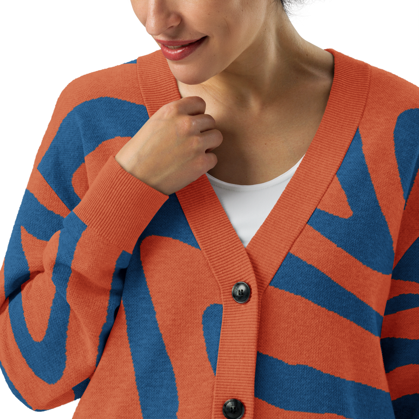 Oh Shiz! Knitted Cardigan (Orange Trim)