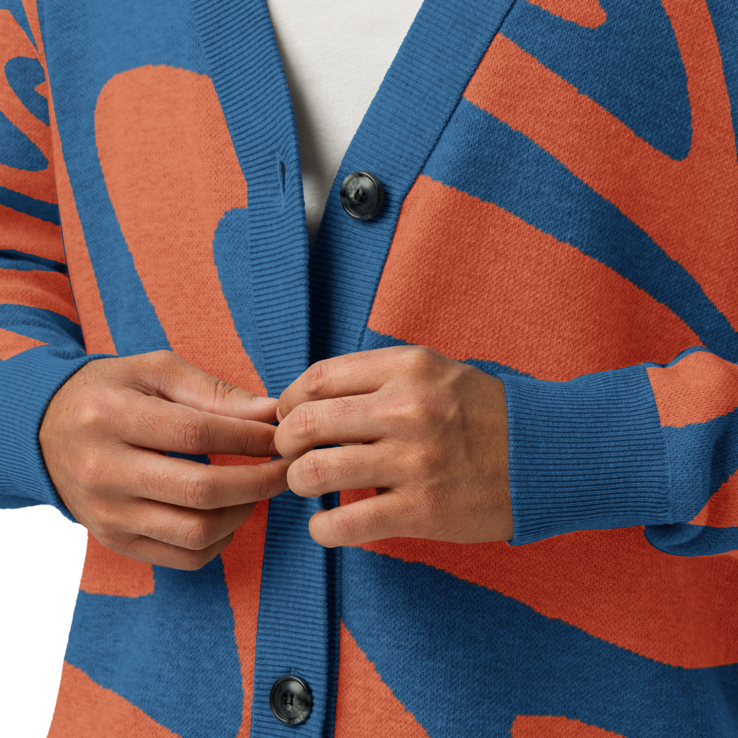 Oh Shiz! Knitted Cardigan (Blue Trim)