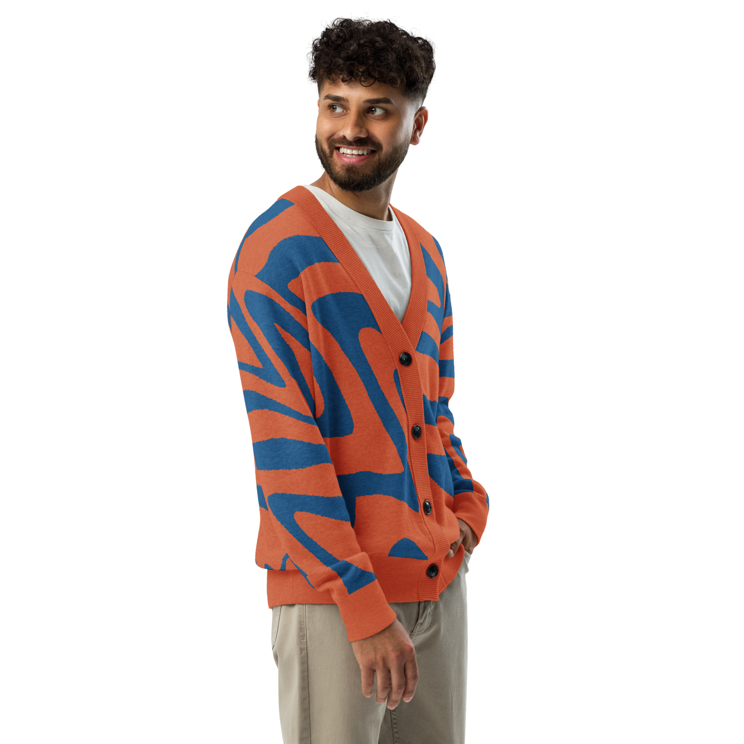 Oh Shiz! Knitted Cardigan (Orange Trim)
