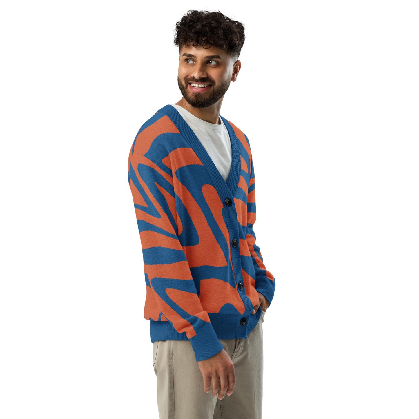 Oh Shiz! Knitted Cardigan (Blue Trim)