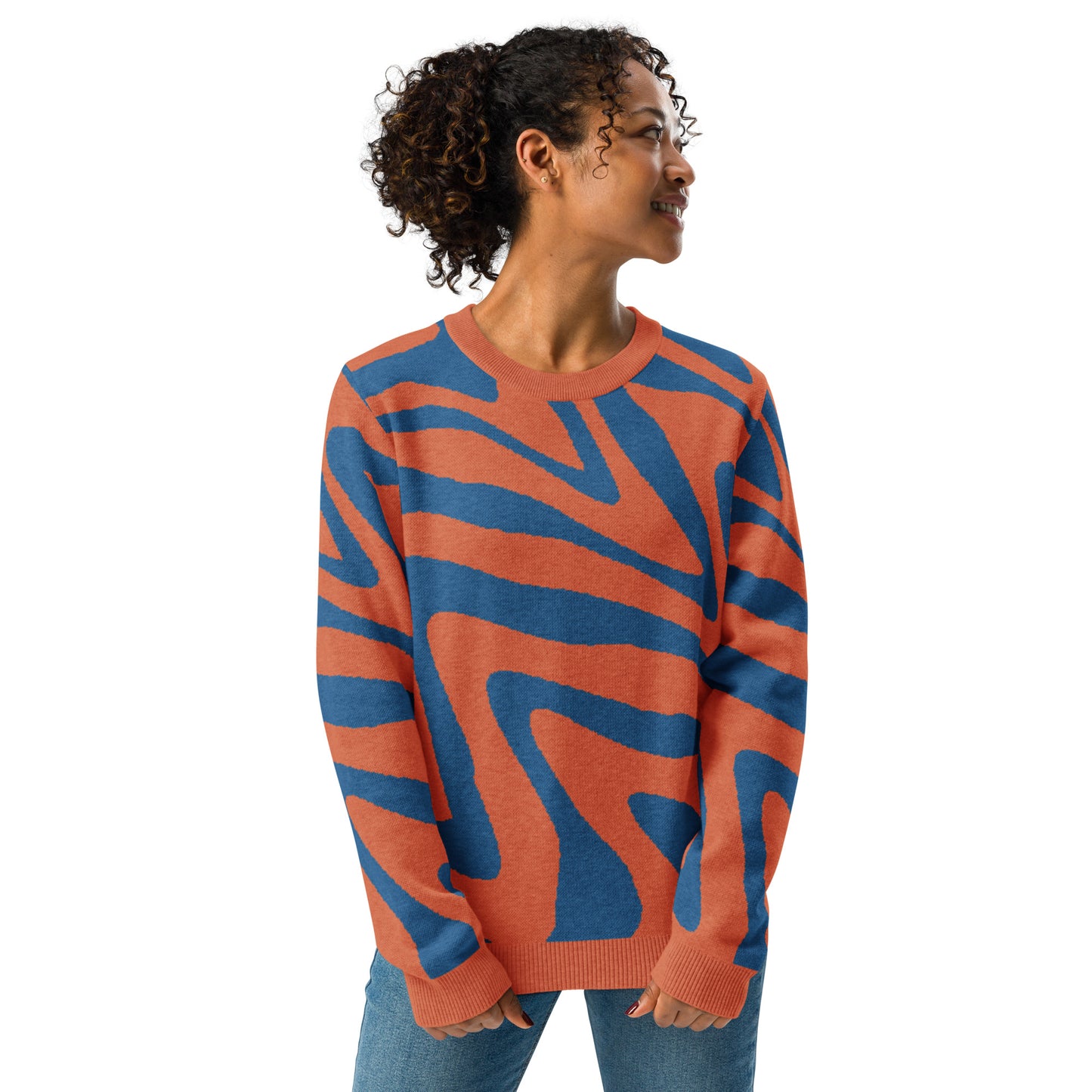 Oh Shiz! Knitted Sweater (Orange Trim)