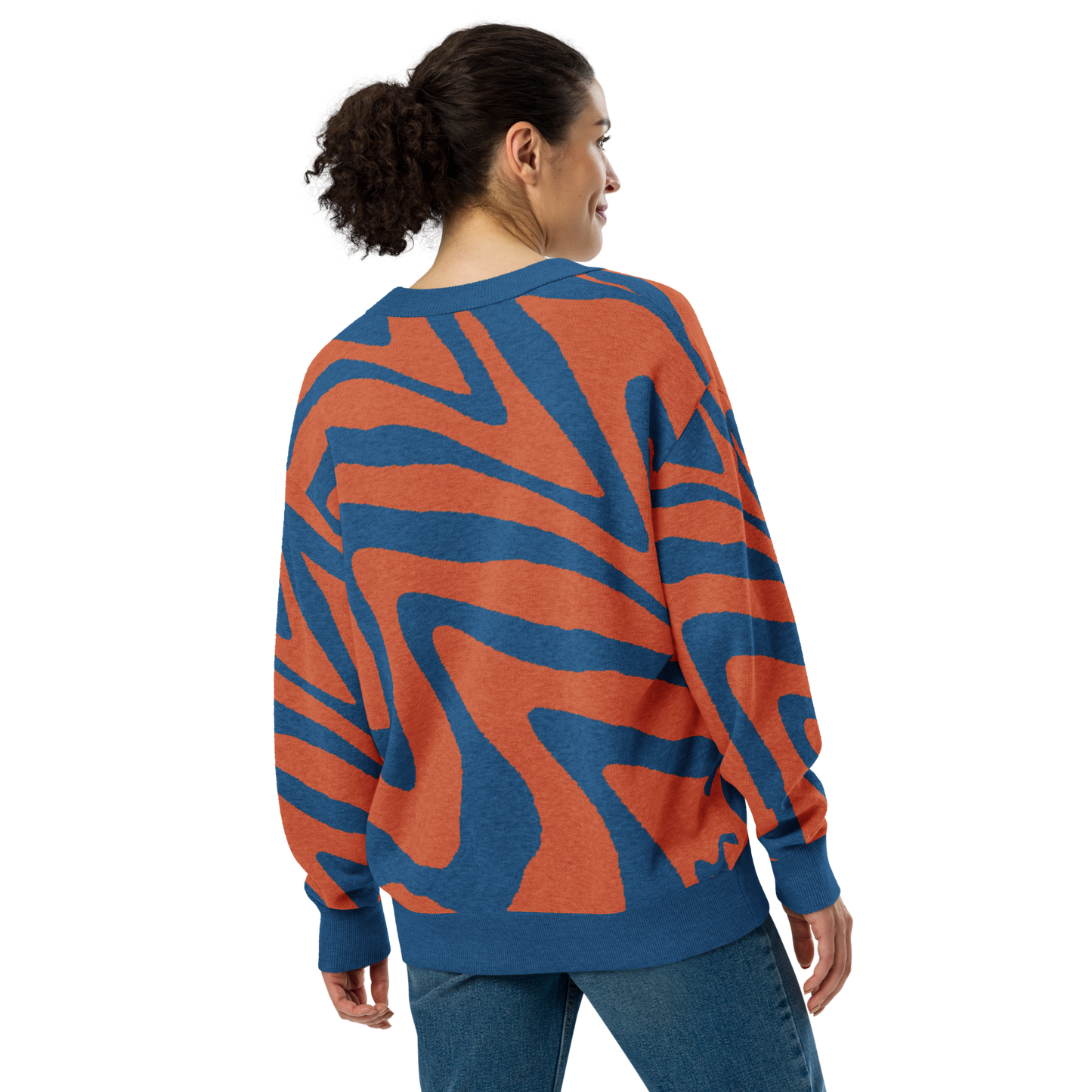 Oh Shiz! Knitted Cardigan (Blue Trim)